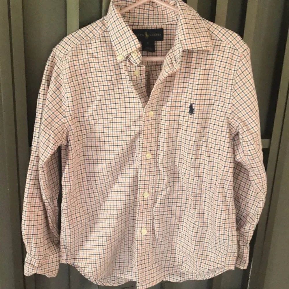 Ralph Lauren plaid checked button-down, Oxford, shirt, boys 6￼ long sleeve